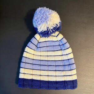 Wigwam Vintage Blue And White Beanie Hat With Matching Pom Pom